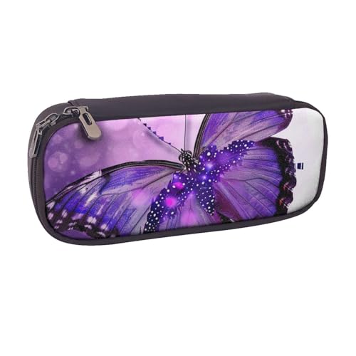 BNVSADC Federmäppchen und Make-up-Tasche aus Leder mit Schmetterlingsmotiv, für Schule, Büro, Reisen, Schwarz , Einheitsgröße, Kosmetiktasche von BNVSADC