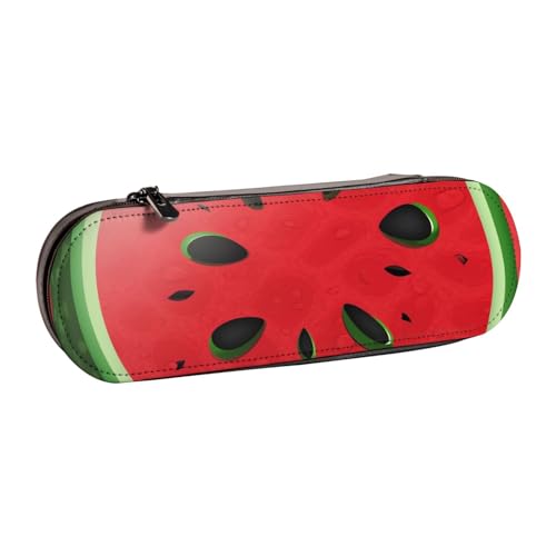 BNVSADC Federmäppchen und Make-up-Tasche aus Leder mit Wassermelonen-Motiv, stilvolle Hartschale, Schreibwaren-Organizer-Tasche für Schule, Büro, Reisen, Schwarz , Einheitsgröße, Kosmetiktasche von BNVSADC