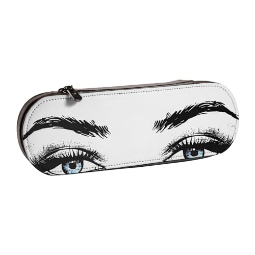 BNVSADC Federmäppchen und Make-up-Tasche aus Leder mit Wimpernmuster, stilvolle Hartschale, Schreibwaren-Organizer-Tasche für Schule, Büro, Reisen, Schwarz , Einheitsgröße, Kosmetiktasche von BNVSADC