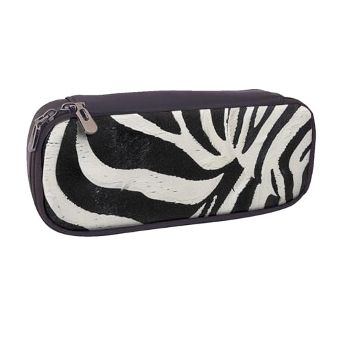 BNVSADC Federmäppchen und Make-up-Tasche aus Leder mit Zebra-Tiermotiv, stilvolles Federmäppchen für Schule, Büro, Reisen, Schwarz , Einheitsgröße, Kosmetiktasche von BNVSADC