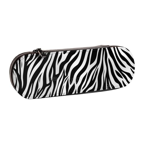 BNVSADC Federmäppchen und Make-up-Tasche aus Leder mit Zebramuster – stilvolle Hartschalen-Bleistifttasche, Schreibwaren-Organizer-Tasche für Schule, Büro, Reisen, Schwarz , Einheitsgröße, von BNVSADC