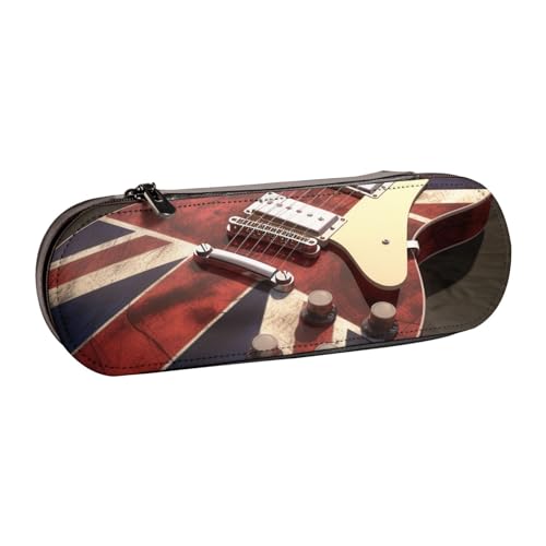 BNVSADC Federmäppchen und Make-up-Tasche aus Leder mit britischer Flagge, stilvolle Hartschale, Schreibwaren-Organizer-Tasche für Schule, Büro, Reisen, Schwarz , Einheitsgröße, Kosmetiktasche von BNVSADC