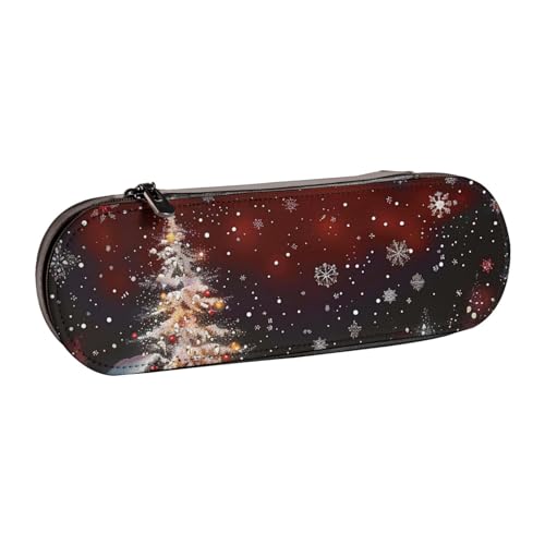 BNVSADC Federmäppchen und Make-up-Tasche aus Leder mit bunten Streifen – stilvolle Hartschalen-Bleistifttasche, Schreibwaren-Organizer-Tasche für Schule, Büro, Reisen, Weihnachten, Einheitsgröße von BNVSADC