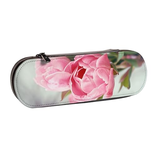 BNVSADC Federmäppchen und Make-up-Tasche aus Leder mit hübschem Blumenmuster für den Außenbereich, stilvolle Hartschale, Schreibwaren-Organizer-Tasche für Schule, Büro, Reisen, Schwarz , von BNVSADC