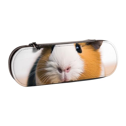 BNVSADC Federmäppchen und Make-up-Tasche aus Leder mit niedlichem Haustier-Motiv, stilvolle Hartschalen-Bleistifttasche, Schreibwaren-Organizer-Tasche für Schule, Büro, Reisen, Schwarz , von BNVSADC