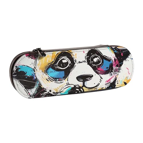 BNVSADC Federmäppchen und Make-up-Tasche aus Leder mit niedlichem Panda-Motiv, stilvolle Hartschale, Schreibwaren-Organizer-Tasche für Schule, Büro, Reisen, Schwarz , Einheitsgröße, Kosmetiktasche von BNVSADC