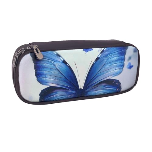BNVSADC Federmäppchen und Make-up-Tasche aus Leder mit niedlichem Schmetterlings-Motiv, stilvolles Federmäppchen für Schule, Büro, Reisen, Schwarz , Einheitsgröße, Kosmetiktasche von BNVSADC