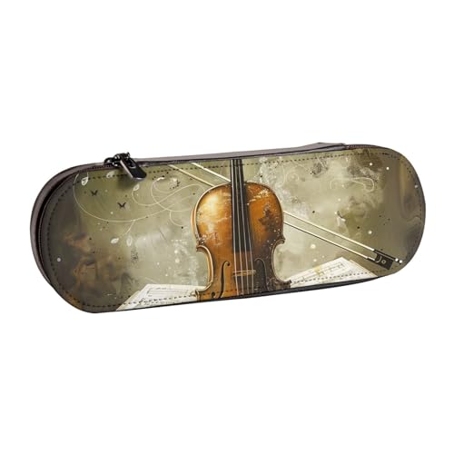 BNVSADC Federmäppchen und Make-up-Tasche aus Leder mit weihnachtlichem Schneemann-Motiv, stilvolle Hartschale, Schreibwaren-Organizer-Tasche für Schule, Büro, Reisen, Schmetterling und Cello von BNVSADC