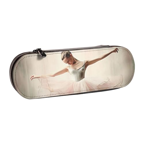 BNVSADC Federmäppchen und Make-up-Tasche aus bedrucktem Leder, Motiv: Ballettschuhe, stilvolle Hartschale, Schreibwaren-Organizer-Tasche für Schule, Büro, Reisen, Schwarz , Einheitsgröße, von BNVSADC