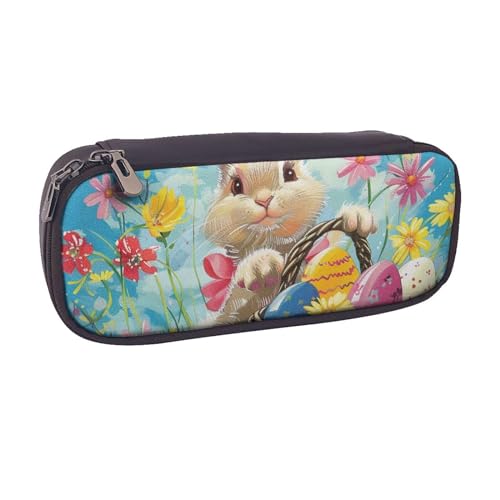 BNVSADC Federmäppchen und Make-up-Tasche aus bedrucktem Leder, Motiv: Frühling Happy Festival, Urlaub, stilvolles Federmäppchen für Schule, Büro, Reisen, Schwarz , Einheitsgröße, Kosmetiktasche von BNVSADC