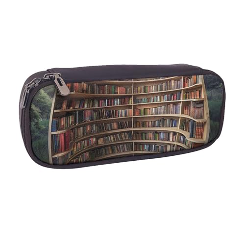 BNVSADC Federmäppchen und Make-up-Tasche aus bedrucktem Leder, für Schule, Büro, Reisen, Schwarz , Einheitsgröße, Kosmetiktasche von BNVSADC