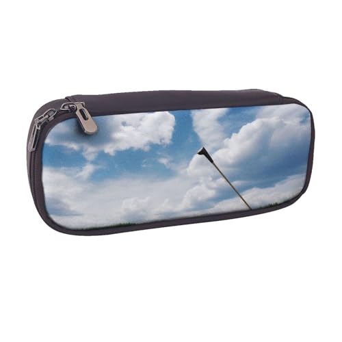 BNVSADC Federmäppchen und Make-up-Tasche aus bedrucktem Leder, mit Golfplatz-Motiv, stilvolles Federmäppchen, Schreibwaren-Organizer-Tasche für Schule, Büro, Reisen, Schwarz , Einheitsgröße, von BNVSADC