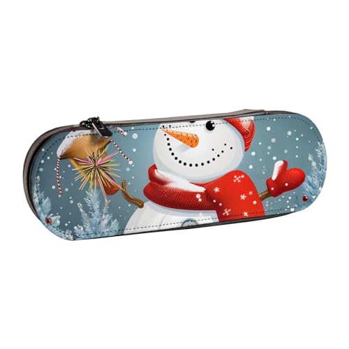 BNVSADC Federmäppchen und Make-up-Tasche aus bedrucktem Leder mit Aufschrift "Merry Christmas", stilvolle Hartschalen-Bleistifttasche, Schreibwaren-Organizer-Tasche für Schule, Büro, Reisen, Schwarz , von BNVSADC