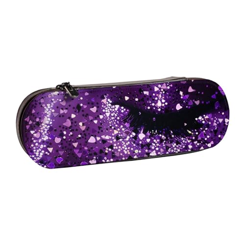 BNVSADC Federmäppchen und Make-up-Tasche für Damen, Leder, mit Glitzer-Aufdruck, stilvolle Hartschale, Schreibwaren-Organizer, Tasche für Schule, Büro, Reisen, Schwarz , Einheitsgröße, Kosmetiktasche von BNVSADC