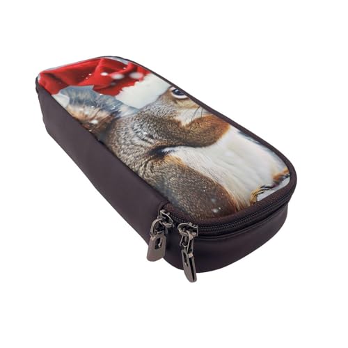 BNVSADC Federmäppchen und Make-up-Tasche mit Eichhörnchen-Motiv, aus Kunstleder, niedlich, für Schule, Büro, Reisen, Schwarz , Einheitsgröße, Schulranzen von BNVSADC