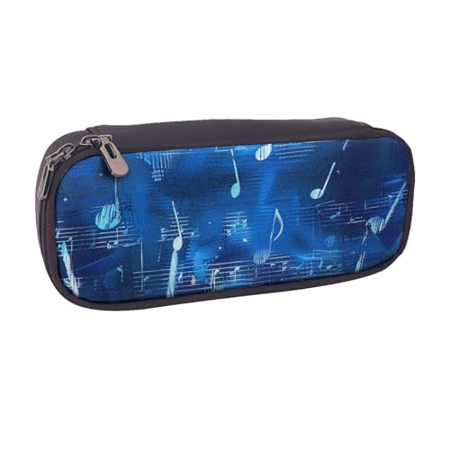 BNVSADC Federmäppchen und Make-up-Tasche mit Musiknoten aus Leder, Blau, Schwarz , Einheitsgröße, Kosmetiktasche von BNVSADC