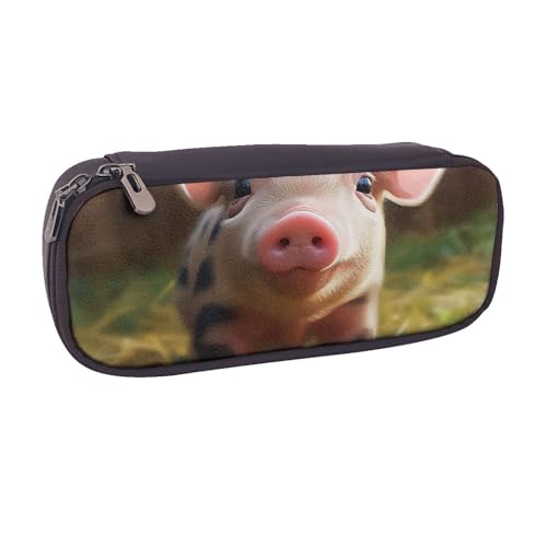 BNVSADC Federmäppchen und Make-up-Tasche mit lustigem Tiermotiv, bedrucktes Leder-Federmäppchen – stilvolles Federmäppchen für Schule, Büro, Reisen, Schwarz , Einheitsgröße, Kosmetiktasche von BNVSADC