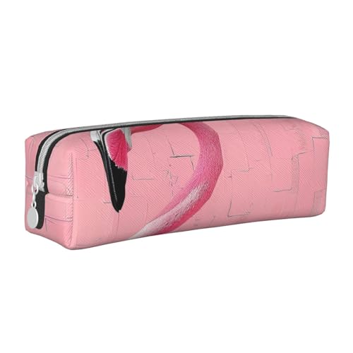 BNVSADC Flamingo Federmäppchen aus Leder, mit Reißverschluss, für Schule, Büro, Reisen, 1 Stück, weiß, Einheitsgröße, Kosmetiktasche von BNVSADC