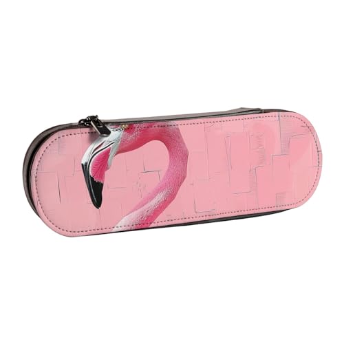 BNVSADC Flamingo Federmäppchen und Make-up-Tasche aus bedrucktem Leder – stilvolle Hartschalen-Bleistifttasche, Schreibwaren-Organizer-Tasche für Schule, Büro, Reisen, Schwarz , Einheitsgröße, von BNVSADC