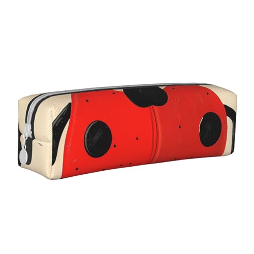 BNVSADC Ladybug bedrucktes Federmäppchen aus Leder, niedliches Federmäppchen mit Reißverschluss, für Schule, Büro, Reisen, weiß, Einheitsgröße, Kosmetiktasche von BNVSADC