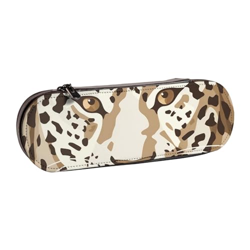 BNVSADC Leder-Federmäppchen und Make-up-Tasche mit Leopardenmuster – stilvolle Hartschalen-Bleistifttasche, Schreibwaren-Organizer-Tasche für Schule, Büro, Reisen, Schwarz , Einheitsgröße, von BNVSADC