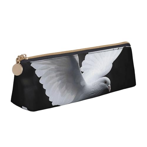 BNVSADC Lustiges Federmäppchen mit Astronauten-Dinosaurier-Raketen-Motiv, dreieckig, Leder-Federmäppchen, niedliches Schreibwaren-Federmäppchen für Schule, Büro, Reisen, Fliegende Taube, Einheitsgröße von BNVSADC