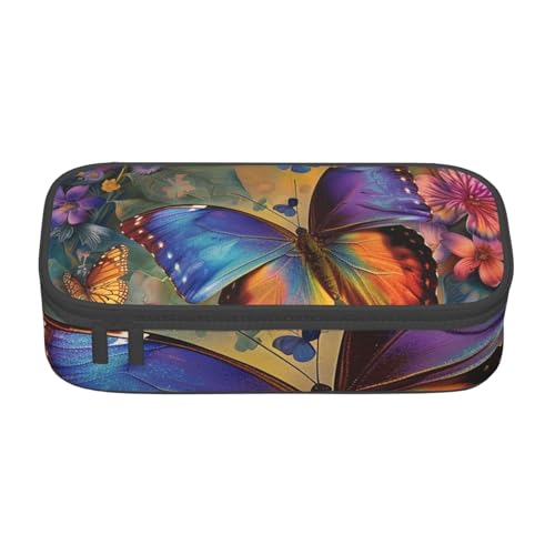 BNVSADC Lustiges Federmäppchen mit Astronauten-Dinosaurier-Raketen-Motiv, niedliches Federmäppchen, Stifteetui, Büro, Schule, Schreibwaren, Organizer für Schule, Reisen, Arbeit, Blume Schmetterling von BNVSADC