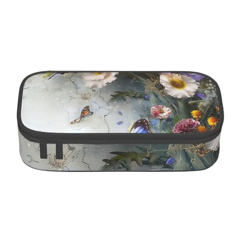 BNVSADC Lustiges Federmäppchen mit Astronauten-Dinosaurier-Raketen-Motiv, niedliches Federmäppchen, Stifteetui, Büro, Schule, Schreibwaren, Organizer für Schule, Reisen, Arbeit, Blumen und von BNVSADC