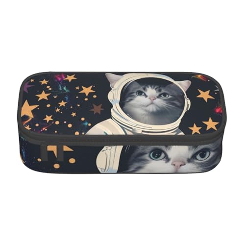 BNVSADC Lustiges Federmäppchen mit Astronauten-Dinosaurier-Raketen-Motiv, niedliches Federmäppchen, Stifteetui, Büro, Schule, Schreibwaren, Organizer für Schule, Reisen, Arbeit, Fun Cat Astronaut von BNVSADC