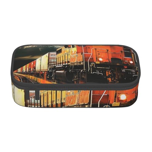 BNVSADC Lustiges Federmäppchen mit Astronauten-Dinosaurier-Raketen-Motiv, niedliches Federmäppchen, Stifteetui, Büro, Schule, Schreibwaren, Organizer für Schule, Reisen, Arbeit, Güterzug von BNVSADC