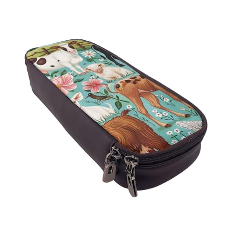 BNVSADC Lustiges Federmäppchen und Make-up-Tasche, Motiv: Astronaut, Dinosaurier-Rakete, bedrucktes Kunstleder-Federmäppchen und Make-up-Tasche, Schreibwaren-Organizer-Tasche für Schule, Büro, Reisen von BNVSADC