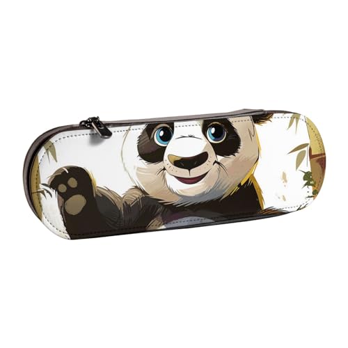 BNVSADC Panda 1 bedrucktes Leder-Federmäppchen & Make-up-Tasche – stilvolle Hartschalen-Bleistifttasche, Schreibwaren-Organizer-Tasche für Schule, Büro, Reisen, Schwarz , Einheitsgröße, Kosmetiktasche von BNVSADC