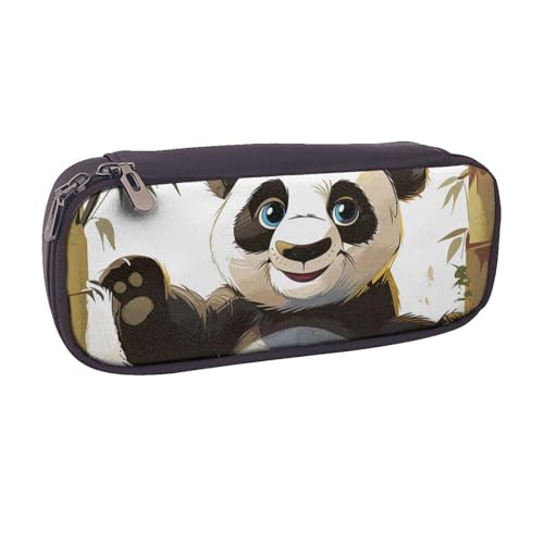 BNVSADC Panda 1 bedrucktes Leder-Federmäppchen & Make-up-Tasche – stilvolles Federmäppchen für Schreibwaren, Organizer, Tasche für Schule, Büro, Reisen, Schwarz , Einheitsgröße, Kosmetiktasche von BNVSADC