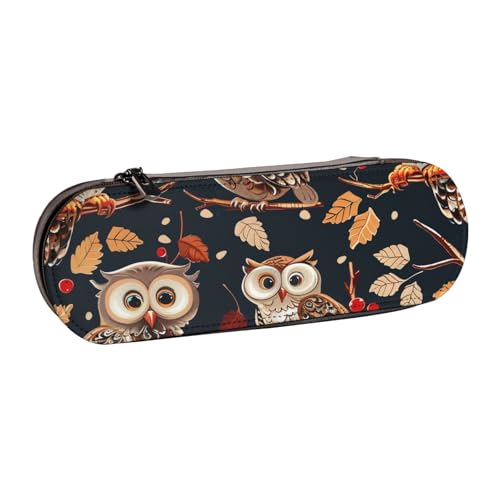 BNVSADC Rechteckiges Federmäppchen und Make-up-Tasche aus Leder mit Mandala-Kunstdruck – stilvolle Hartschalen-Bleistifttasche, Schreibwaren-Organizer-Tasche für Schule, Büro, Reisen, Eulen auf von BNVSADC