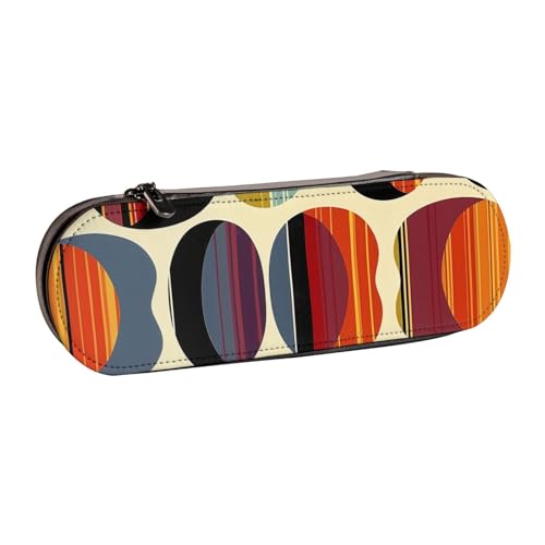BNVSADC Rechteckiges Federmäppchen und Make-up-Tasche aus Leder mit Mandala-Kunstdruck – stilvolle Hartschalen-Bleistifttasche, Schreibwaren-Organizer-Tasche für Schule, Büro, Reisen, Mid Century von BNVSADC