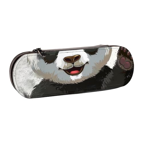 BNVSADC Rechteckiges Federmäppchen und Make-up-Tasche aus Leder mit Mandala-Kunstdruck – stilvolle Hartschalen-Bleistifttasche, Schreibwaren-Organizer-Tasche für Schule, Büro, Reisen, Panda Art von BNVSADC