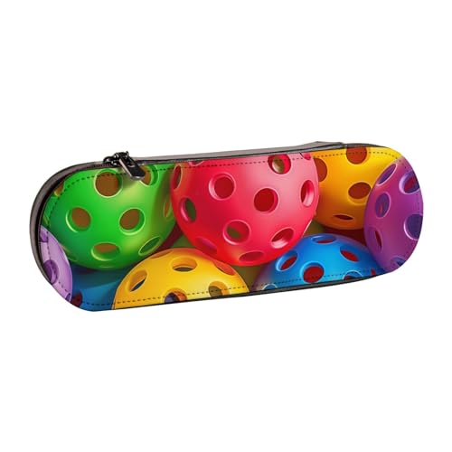 BNVSADC Rechteckiges Federmäppchen und Make-up-Tasche aus Leder mit Mandala-Kunstdruck – stilvolle Hartschalen-Bleistifttasche, Schreibwaren-Organizer-Tasche für Schule, Büro, Reisen, Pickleball Bälle von BNVSADC