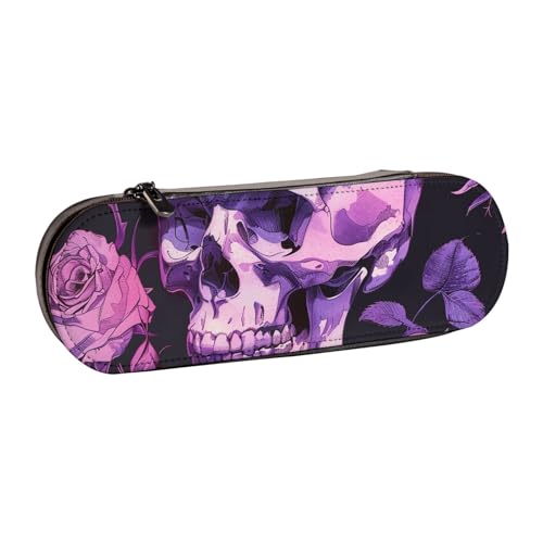 BNVSADC Rechteckiges Federmäppchen und Make-up-Tasche aus Leder mit Mandala-Kunstdruck – stilvolle Hartschalen-Bleistifttasche, Schreibwaren-Organizer-Tasche für Schule, Büro, Reisen, Violetter von BNVSADC