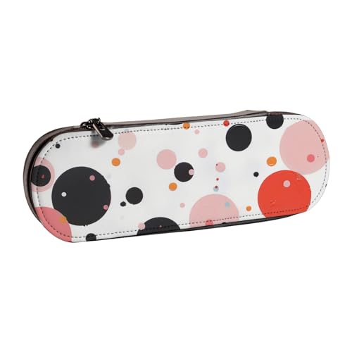 BNVSADC Rechteckiges Federmäppchen und Make-up-Tasche aus Leder mit Mandala-Kunstdruck – stilvolle Hartschalen-Bleistifttasche, Schreibwaren-Organizer-Tasche für Schule, Büro, Reisen, gepunktet von BNVSADC