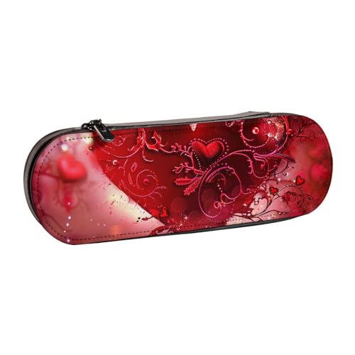BNVSADC Romantisches Federmäppchen und Make-up-Tasche aus Leder mit Blumenherz, stilvolle Hartschale, Schreibwaren-Organizer-Tasche für Schule, Büro, Reisen, Romantisches Blumenherz, Einheitsgröße von BNVSADC