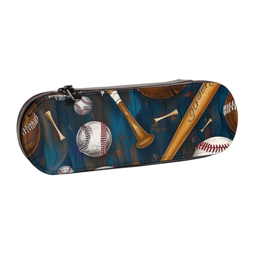 BNVSADC Schönes Federmäppchen und Make-up-Tasche aus Leder mit Kanalblick von Venedig – stilvolle Hartschalen-Bleistifttasche für Schule, Büro, Reisen, Baseball Basketball Fußball Hockey von BNVSADC