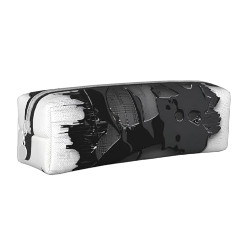 BNVSADC Schwarzes Federmäppchen mit Musiknoten bedruckt, Leder-Federmäppchen mit Reißverschluss, für Schule, Büro, Reisen, weiß, Einheitsgröße, Kosmetiktasche von BNVSADC