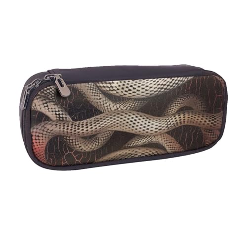 BNVSADC Serpentine bedrucktes Leder-Federmäppchen und Make-up-Tasche – stilvolles Federmäppchen für Schreibwaren, Organizer für Schule, Büro, Reisen, Schwarz , Einheitsgröße, Kosmetiktasche von BNVSADC