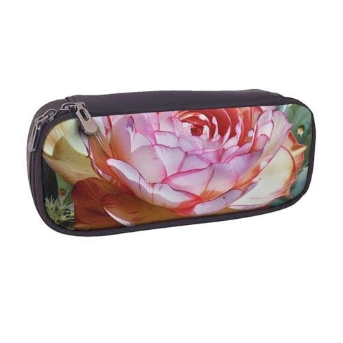 BNVSADC Stifteetui und Make-up-Tasche mit Topfpflanzen, bedrucktes Leder-Federmäppchen und Make-up-Tasche – stilvolles Federmäppchen, Schreibwaren-Organizer-Tasche für Schule, Büro, Reisen, Schwarz von BNVSADC