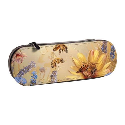 BNVSADC Terrazzo Federmäppchen und Make-up-Tasche aus Leder mit Marmor-Muster, Pastellfarben, stilvolle Hartschalen-Bleistifttasche, Schreibwaren-Organizer-Tasche für Schule, Büro, Reisen, Ländliche von BNVSADC