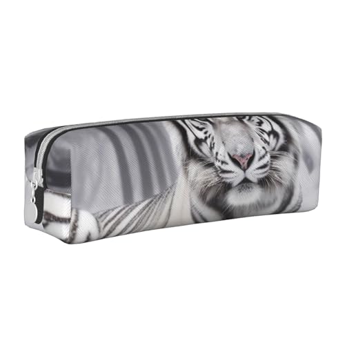 BNVSADC The Wild White Tiger bedrucktes Federmäppchen aus Leder, niedliches Schreibwaren-Federmäppchen mit Reißverschluss, für Schule, Büro, Reisen, weiß, Einheitsgröße, Kosmetiktasche BNVSADC The Wild White Tiger bedrucktes Federmäppchen aus Leder, niedliches Schreibwaren-Federmäppchen mit Reißverschluss, für Schule, Büro, Reisen, weiß, Einheitsgröße, Kosmetiktasche von BNVSADC