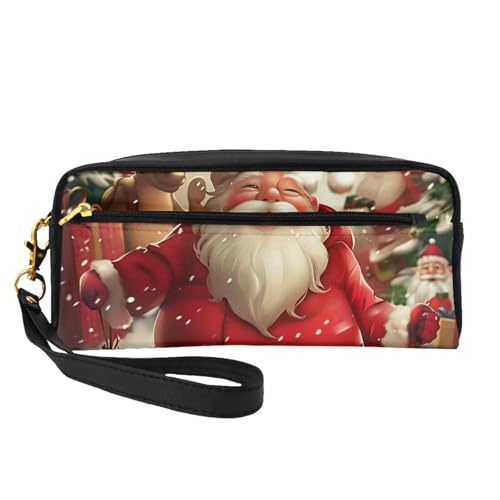 Bedruckte Make-up-Tasche aus Leder mit Handschlaufe, tragbare Reise-Kulturbeutel, Kosmetik-Organizer-Tasche für Damen, Schwarz , Einheitsgröße, Kosmetiktasche von BNVSADC