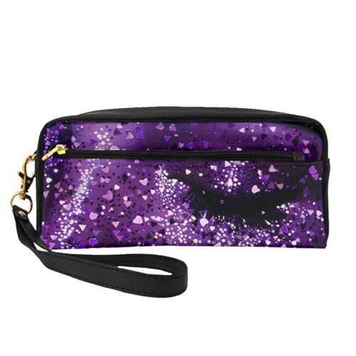 Damen Make-up-Tasche aus Leder, mit Handschlaufe, tragbar, Reise-Kulturbeutel, Kosmetik-Organizer-Tasche für Damen, Violett, Schwarz , Einheitsgröße, Kosmetiktasche von BNVSADC