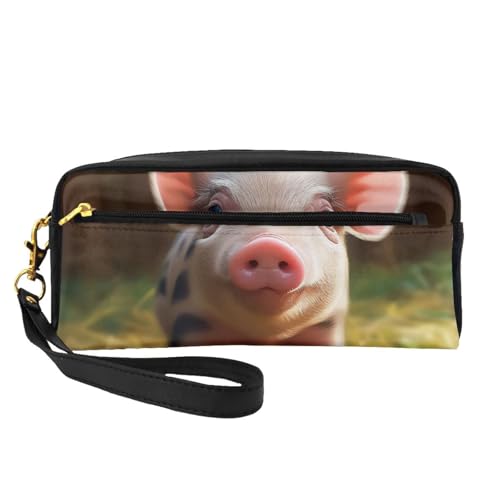 Farm Make-up-Tasche mit Handschlaufe, bedruckt, aus Leder, tragbar, Reise-Kulturbeutel, Kosmetik-Organizer-Tasche für Damen, Schwarz , Einheitsgröße, Kosmetiktasche von BNVSADC