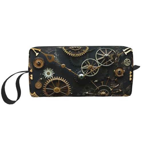 Gears Clock Bronze Century Printed Travel Makeup Bag Portable Cosmetic Bag Makeup Case Toiletry Handbag Organizer for Women, weiß, Einheitsgröße, Kosmetiktasche von BNVSADC